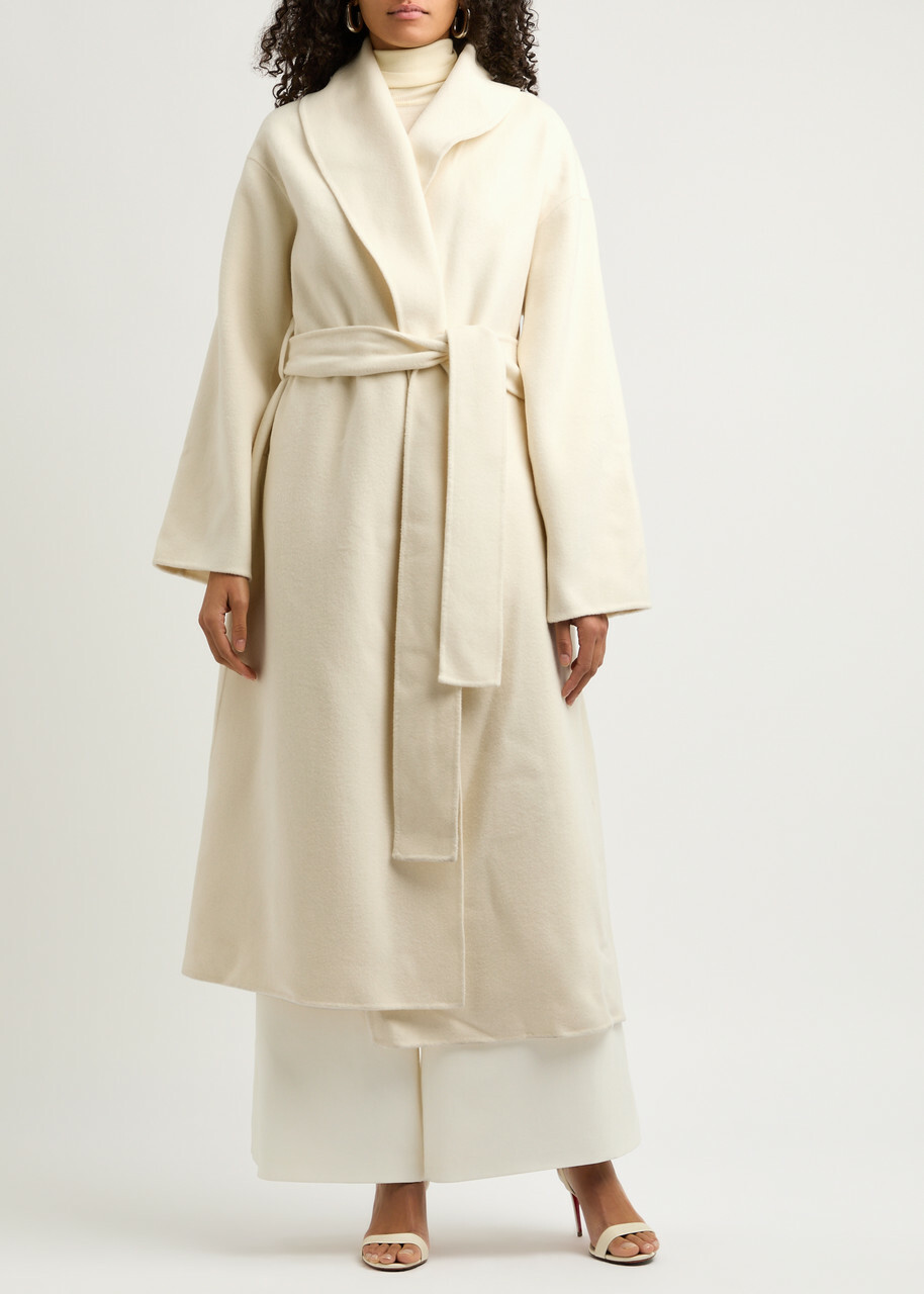 Aexae Belted Wool-blend Coat White