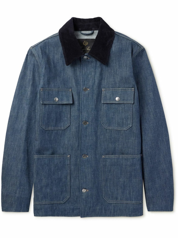 Photo: Loro Piana - Conley Corduroy-Trimmed Austin Denim Jacket - Blue