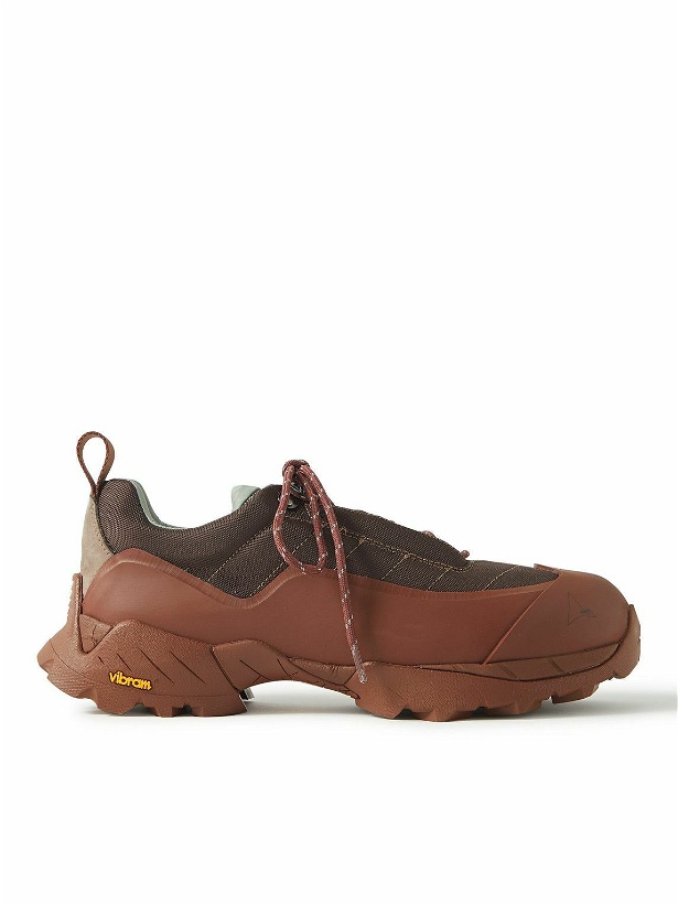 Photo: ROA - Katharina Rubber and Leather-Trimmed Mesh Hiking Sneakers - Brown