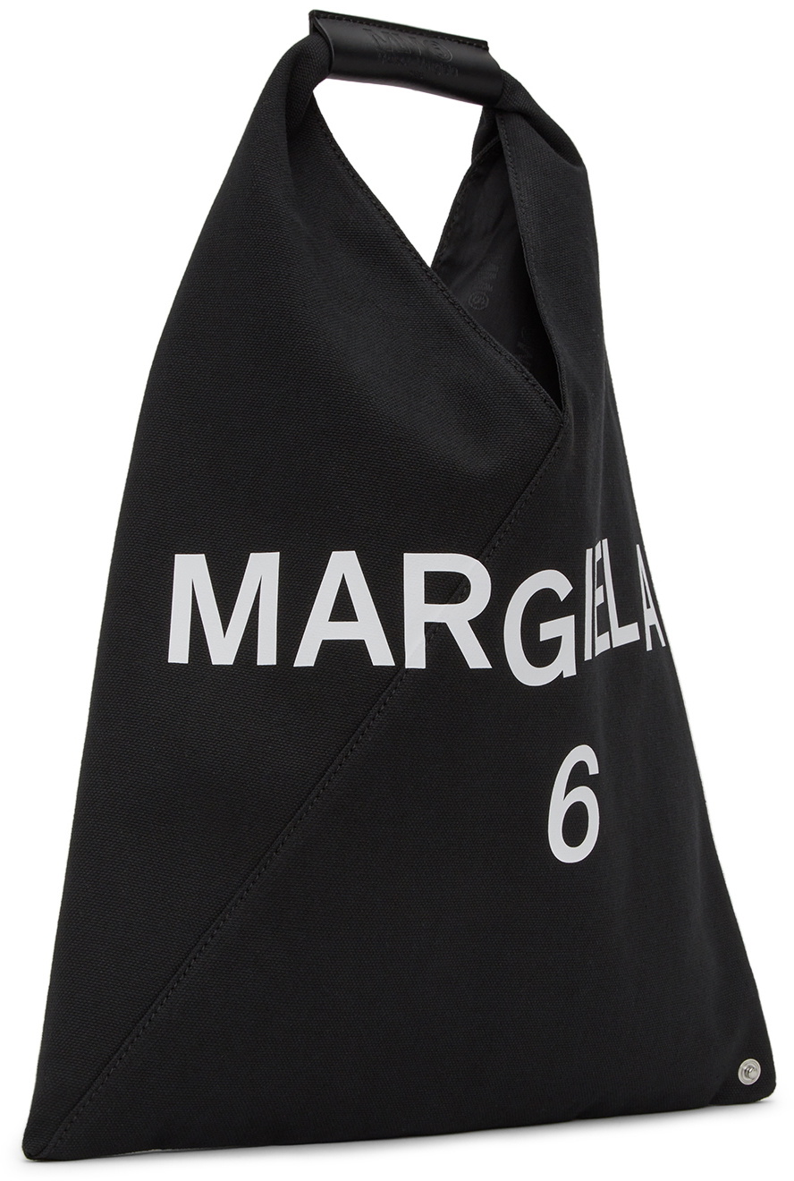 MM6 Maison Margiela Black Small Logo Printed Triangle Tote MM6 Maison  Margiela
