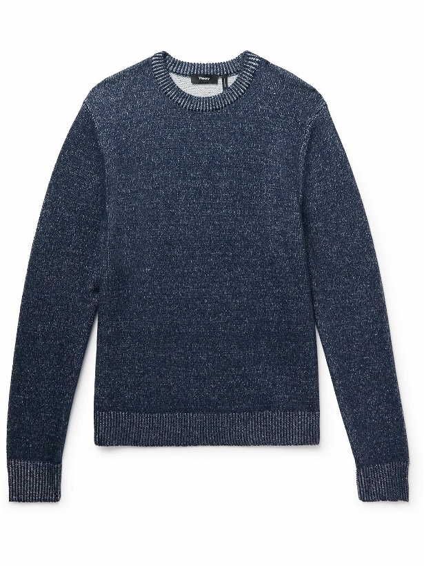 Photo: Theory - Hilles Wool and Cashmere-Blend Sweater - Blue