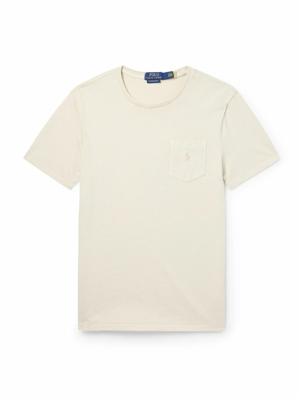 Photo: Polo Ralph Lauren - Slim-Fit Logo-Embroidered Cotton-Jersey T-Shirt - Neutrals