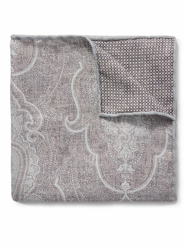Photo: Brunello Cucinelli - Reversible Printed Silk Pocket Square
