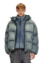 Diesel Puffer jacket in treated denim - Winter Jackets Mens in Blue
