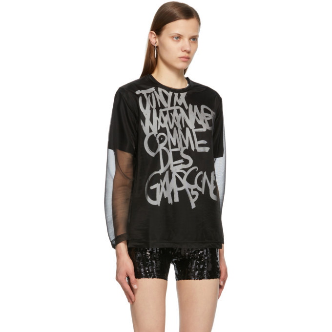 Junya Watanabe Black Mesh Long Sleeve T-Shirt Junya Watanabe