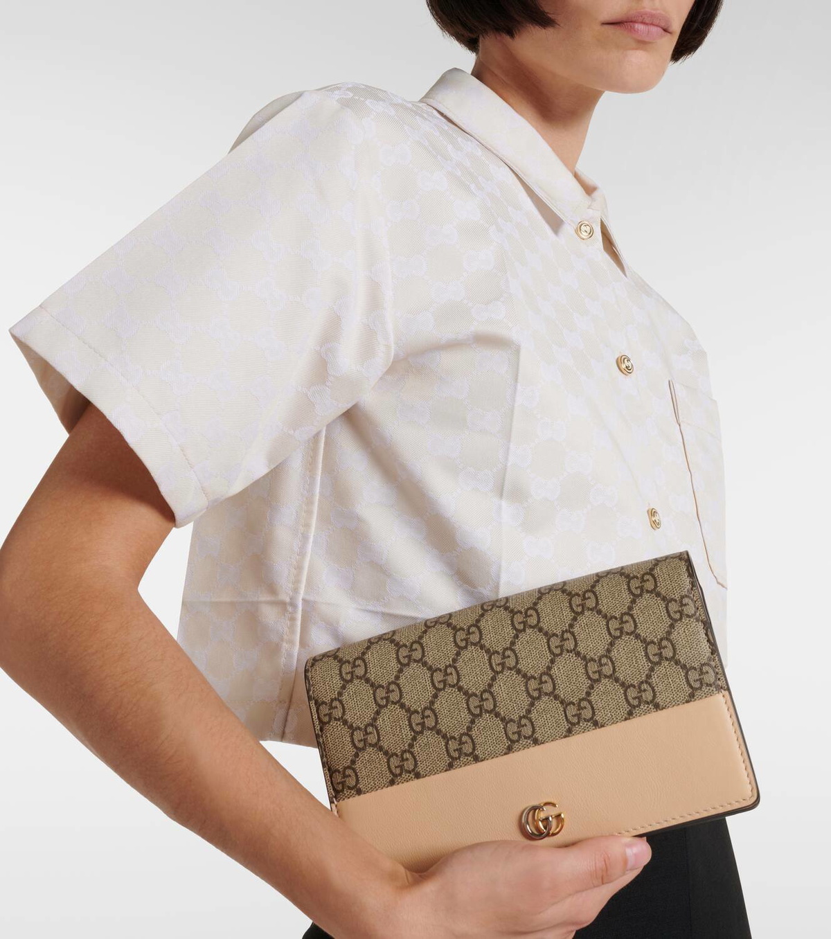 【関税&送料込】Gucci Portafogli Gg Marmont GG Marmont wallet on chain in black leather | GUCCI® US