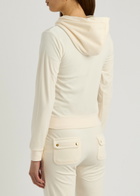 Juicy Couture Robertson Hooded Velour Sweatshirt Cream