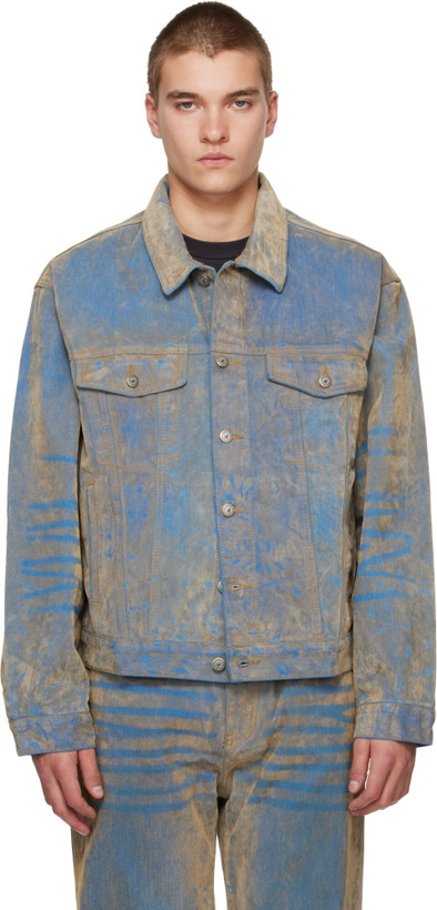 Photo: KidSuper Blue Flocked Work Denim Jacket
