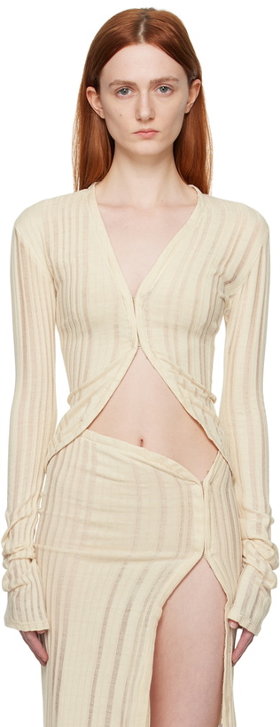 Photo: Jade Cropper Beige Hook-Eye Cardigan