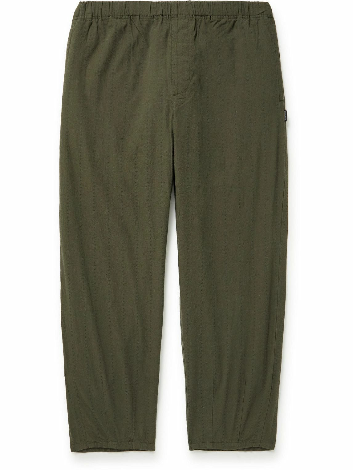 Neighborhood - Tapered Logo-Print Cotton-Dobby Trousers - Green Neighborhood