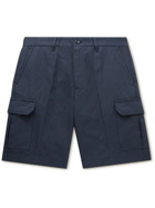 Loro Piana - Straight-Leg Cotton and Linen-Blend Cargo Shorts - Blue