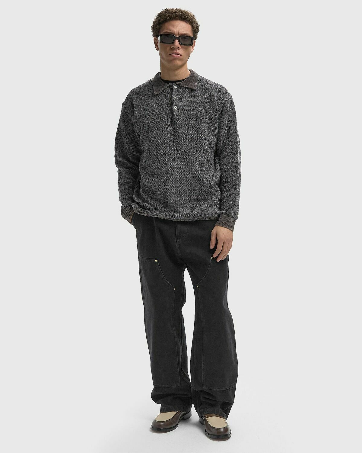 Thisisneverthat Velvet Knit Polo Grey Men