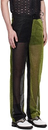 Tokyo James Black & Green Sparkly Trousers