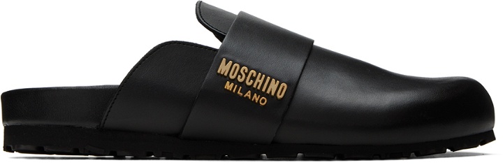 Photo: Moschino Black Metal Logo Slippers