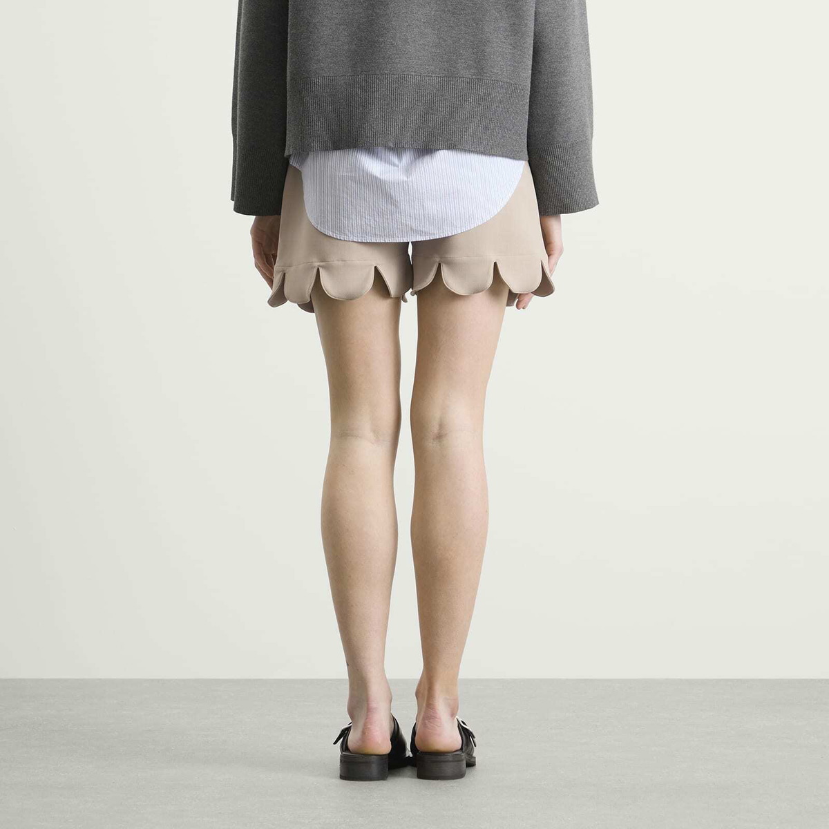 Charles Jeffrey Loverboy Women's Formal Scalloped Boxer Shorts in Beige