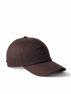 TOM FORD - Leather-Trimmed Logo-Embroidered Cotton-Canvas Baseball Cap - Brown