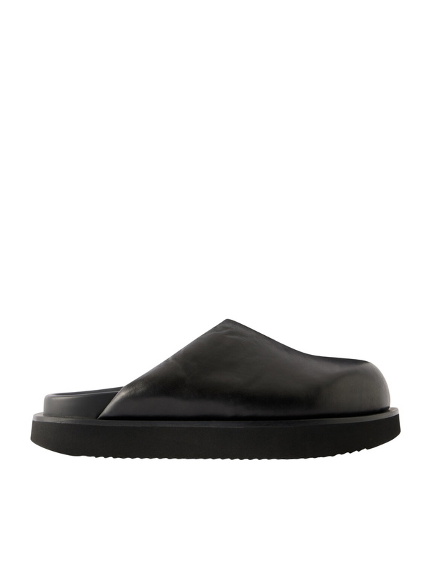 Photo: Rick Owens - Padded Leather Platform Mules - Black