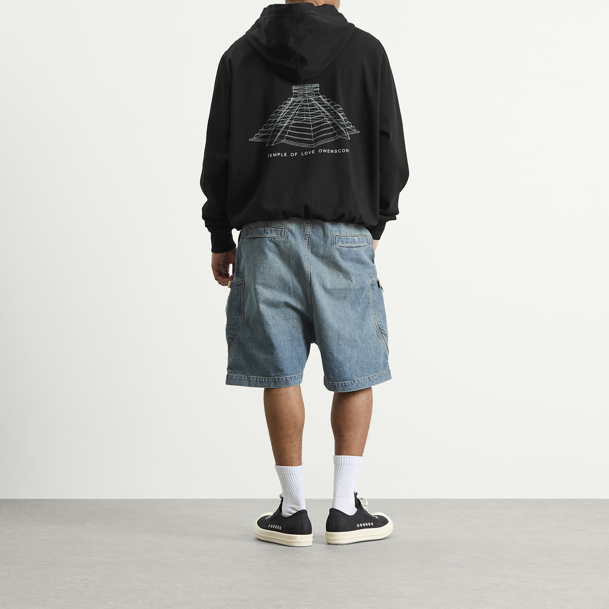 Rick Owens Men's Temple of Love Jersey Hoodie in Black