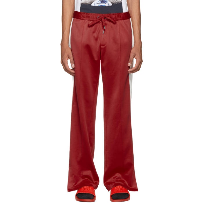Photo: Versace Red and White Side Band Track Pants 