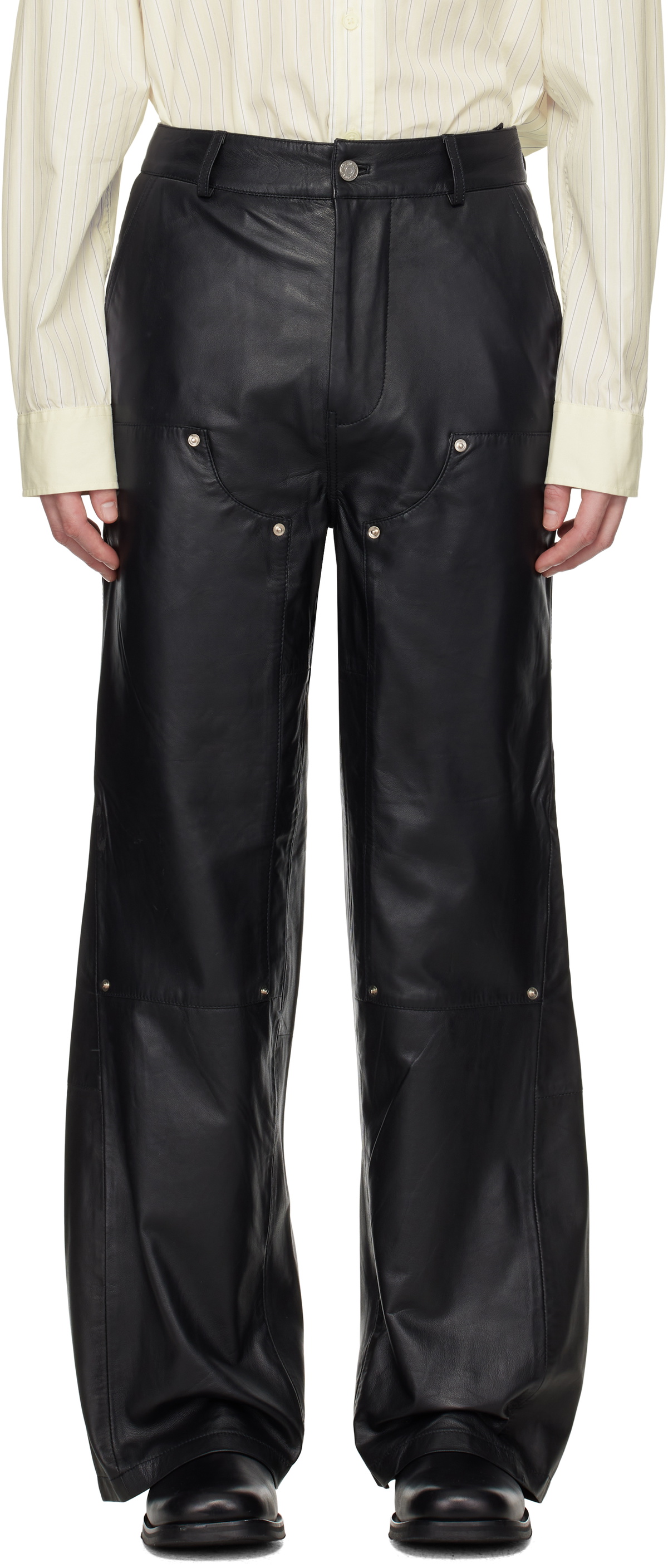 Deadwood Black Deetz Double Knee Leather Pants Deadwood