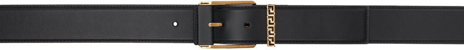Photo: Versace Black Greca Accent Leather Belt