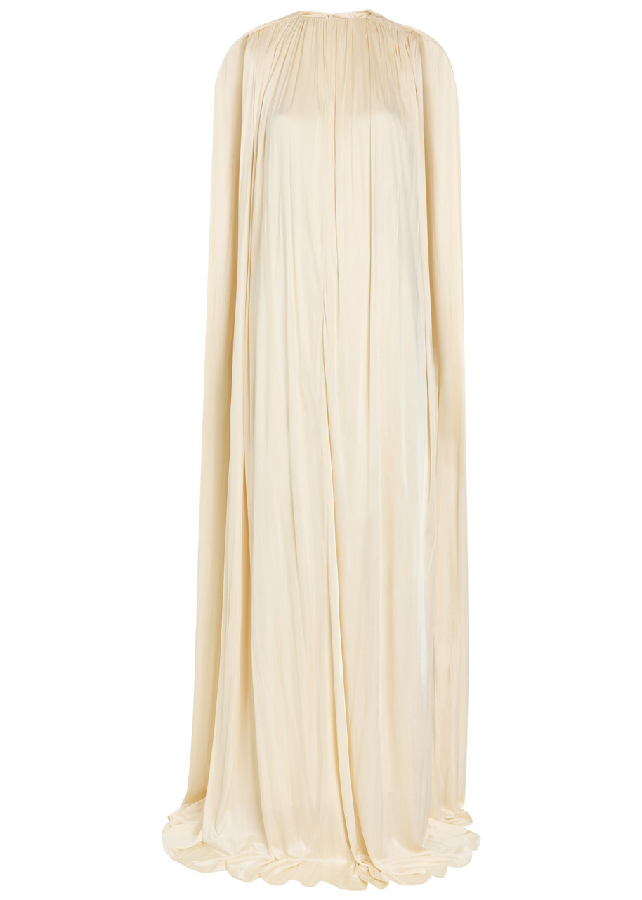 Petar Petrov Draped Gathered Stretch-jersey Gown Off White
