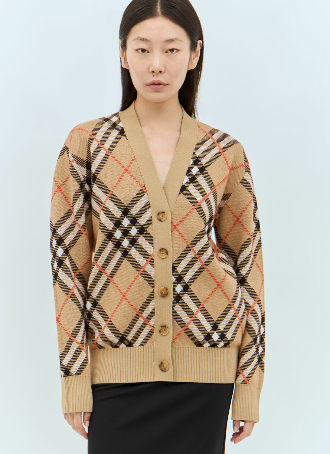 Burberry Check Wool-Blend Cardigan