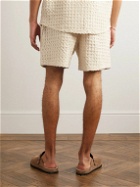 OAS - Straight-Leg Waffle-Knit Cotton Drawstring Shorts - Neutrals