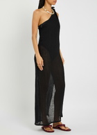 Lisa Marie Fernandez One Shoulder Fine-knit Maxi Sarong Dress Black