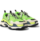 Balenciaga - Triple S Mesh, Nubuck And Leather Sneakers - Men - Green