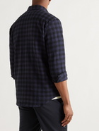 Altea - Button-Down Collar Checked Cotton-Blend Seersucker Shirt - Blue