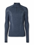 Falke - Printed Virgin Wool-Blend Half-Zip Ski Base Layer - Blue