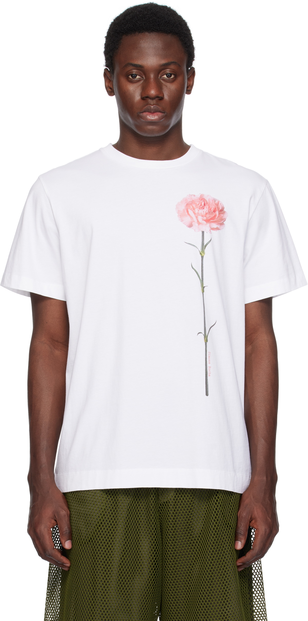 Simone Rocha White Carnation Print T-shirt Simone Rocha