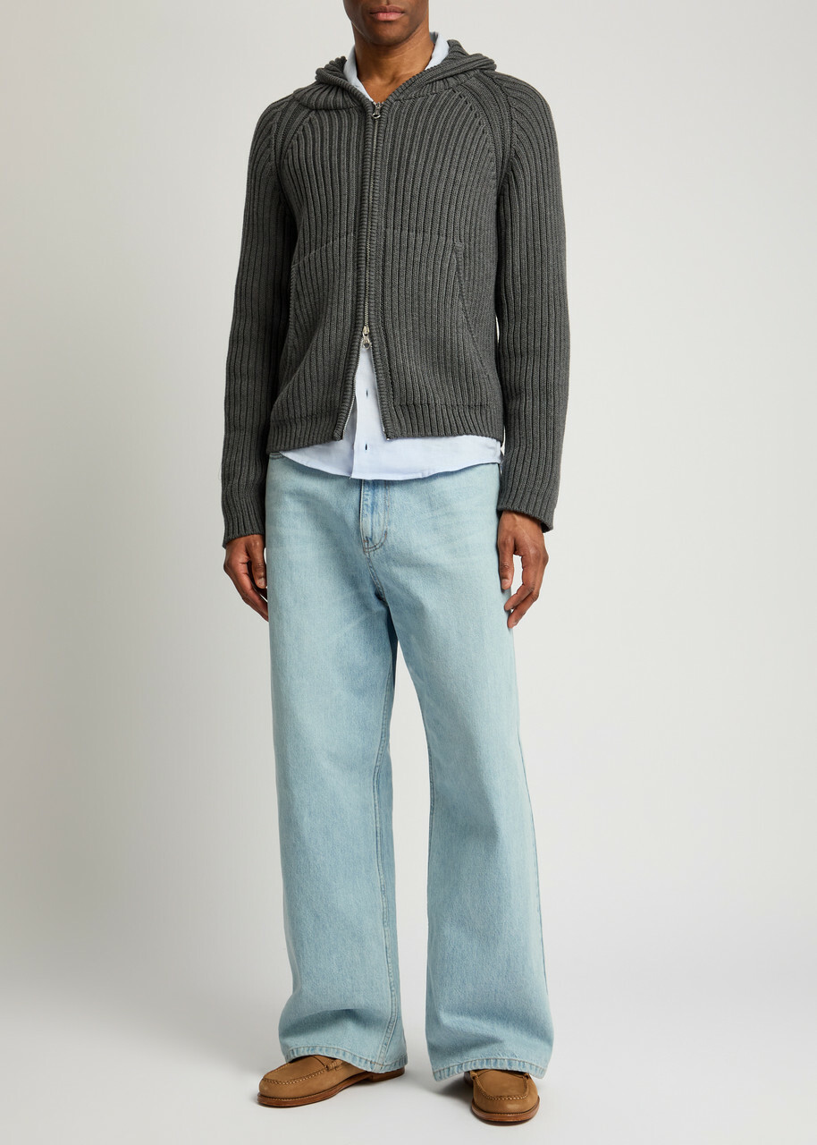 Our Legacy Level Hooded Cotton-knit Jumper Grey Our Legacy
