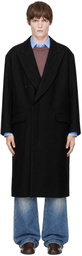 SOSHIOTSUKI Black Open Placket Classic Drill Coat