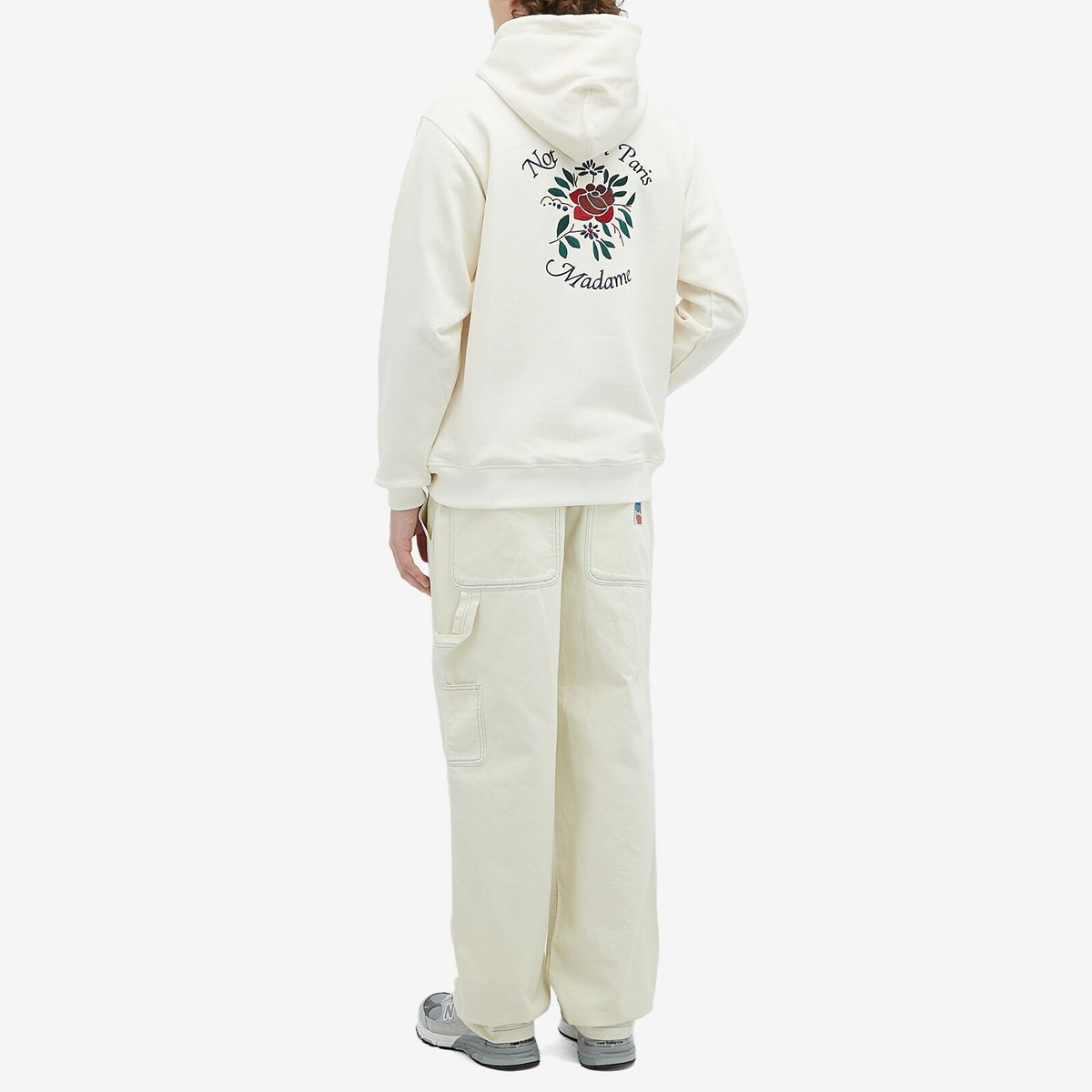 【DROLE DE MONSIEUR】 Logo Embroidery Flower Hoodie Cream DRÔLE DE MONSIEUR Le Slogan Fleurs Hoodie Cream White