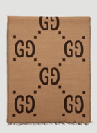 GG Logo Jacquard Scarf in Brown