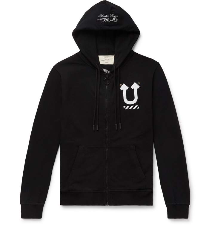 Photo: Off-White - Undercover Reversible Logo-Print Loopback Cotton-Jersey Hoodie - Black