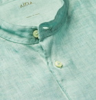 Altea - Brent Grandad-Collar Garment-Dyed Linen Shirt - Green