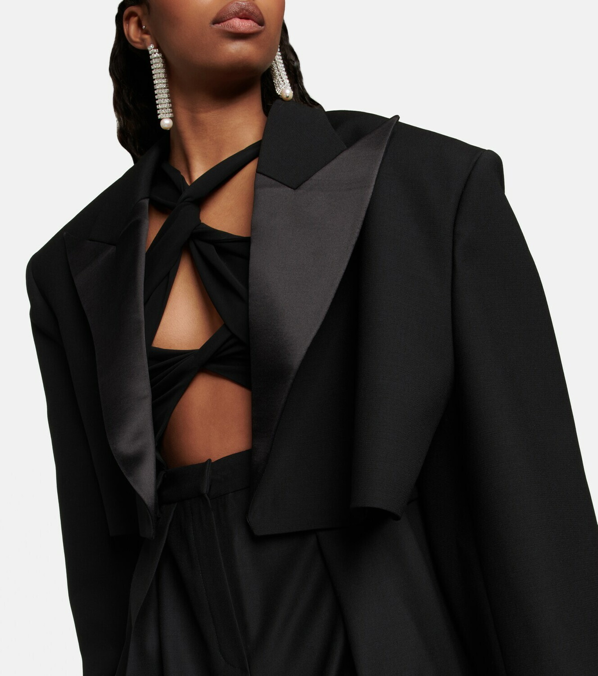 MAGDA BUTRYM 240423BLACK 関税送料込 Magda Butrym Cropped silk and wool blazer Magda Butrym