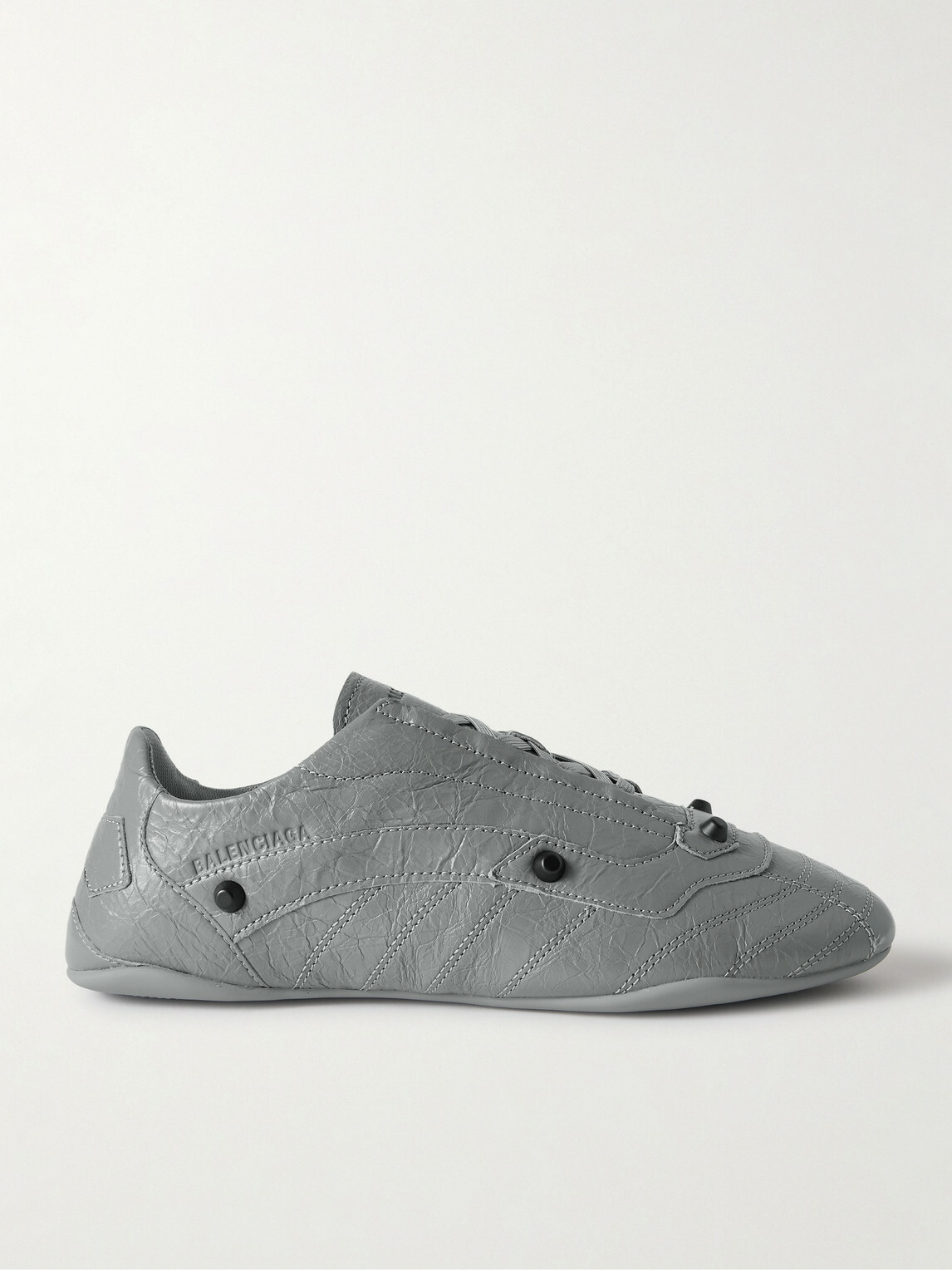 Balenciaga - City Studded Cracked Leather Sneakers - Gray