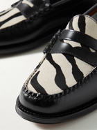 G.H. Bass & Co. - Weejuns Heritage Larson Zebra-Print Calf Hair-Trimmed Leather Penny Loafers - Black