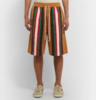 Gucci - Wide-Leg Striped Webbing-Trimmed Tech-Jersey Shorts - Brown