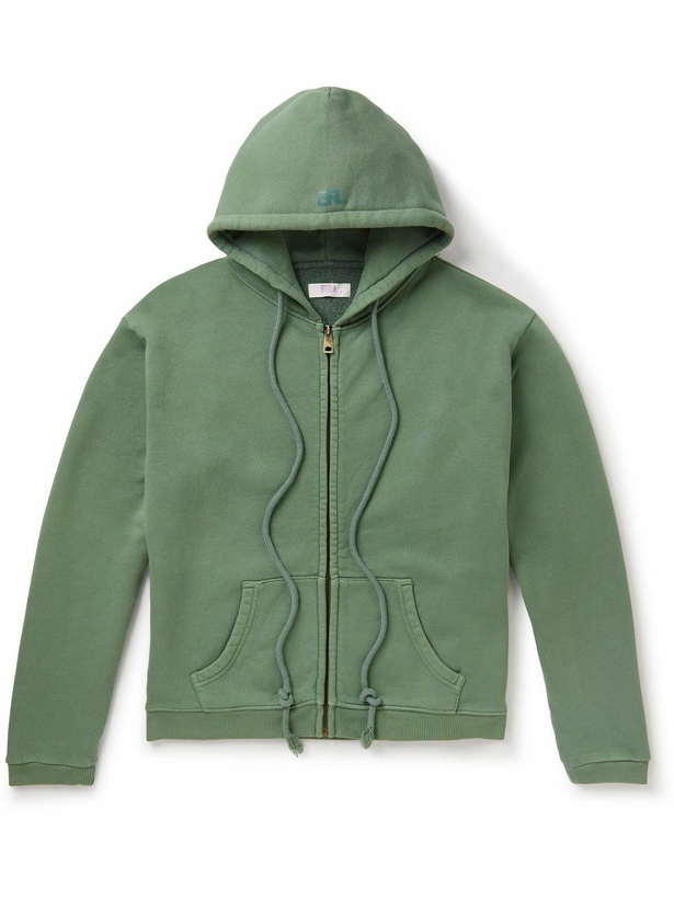 Photo: ERL - Cotton-Jersey Zip-Up Hoodie - Green