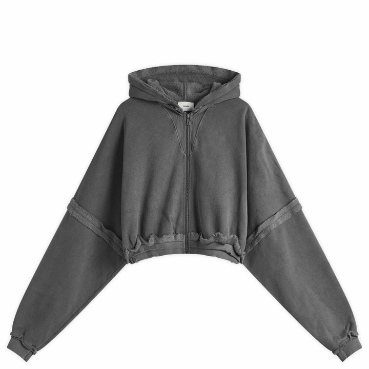 Photo: Joah Brown Women's Deconstructed Crop Zip Hoodie in Washed Black