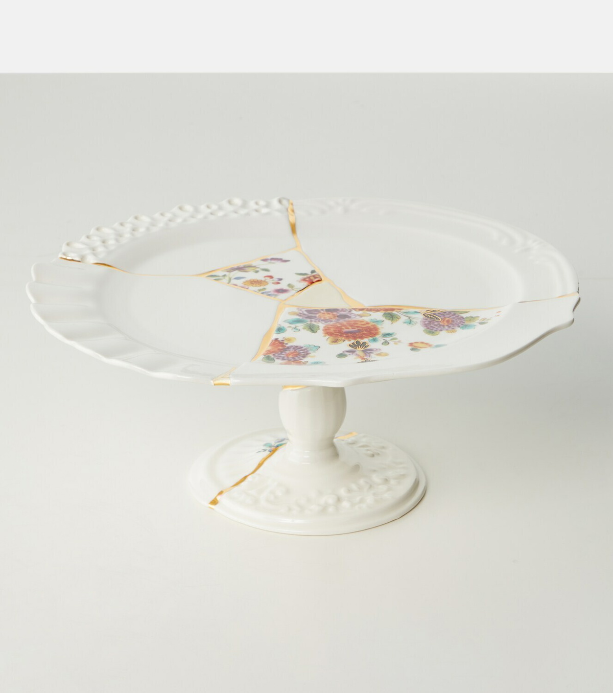 Seletti Kintsugi gold-plated porcelain cake stand