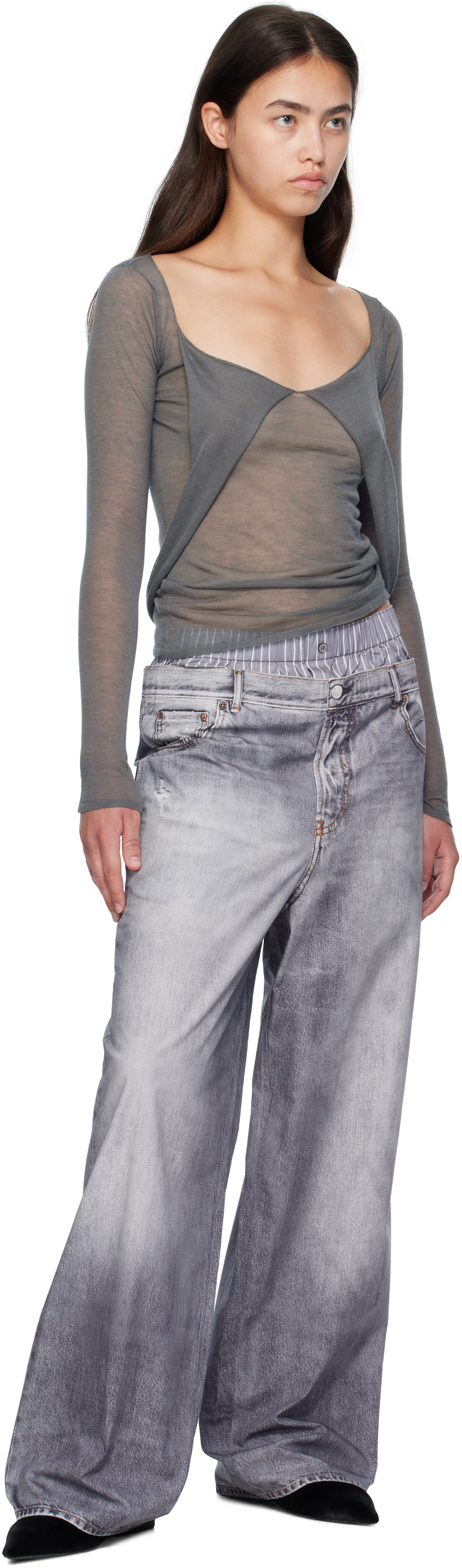 Acne Studios Gray Printed Trousers