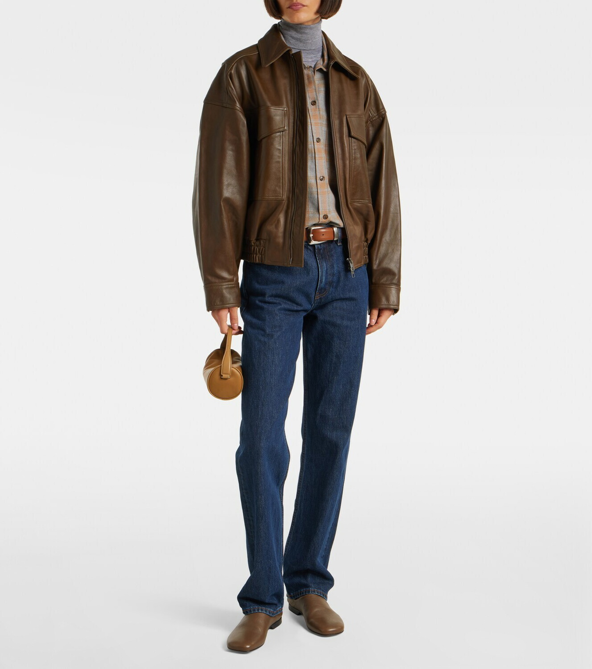 Staud Eugene leather bomber jacket