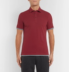 Brunello Cucinelli - Slim-Fit Jersey-Trimmed Cotton-Piqué Polo Shirt - Men - Burgundy