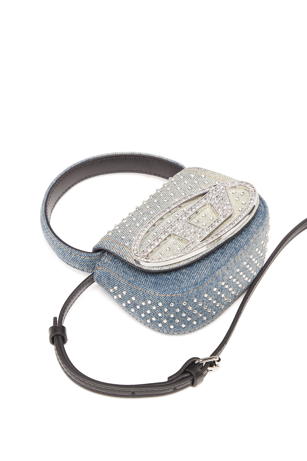 Diesel 1DR XS - Iconic mini bag in denim and crystals - Crossbody 